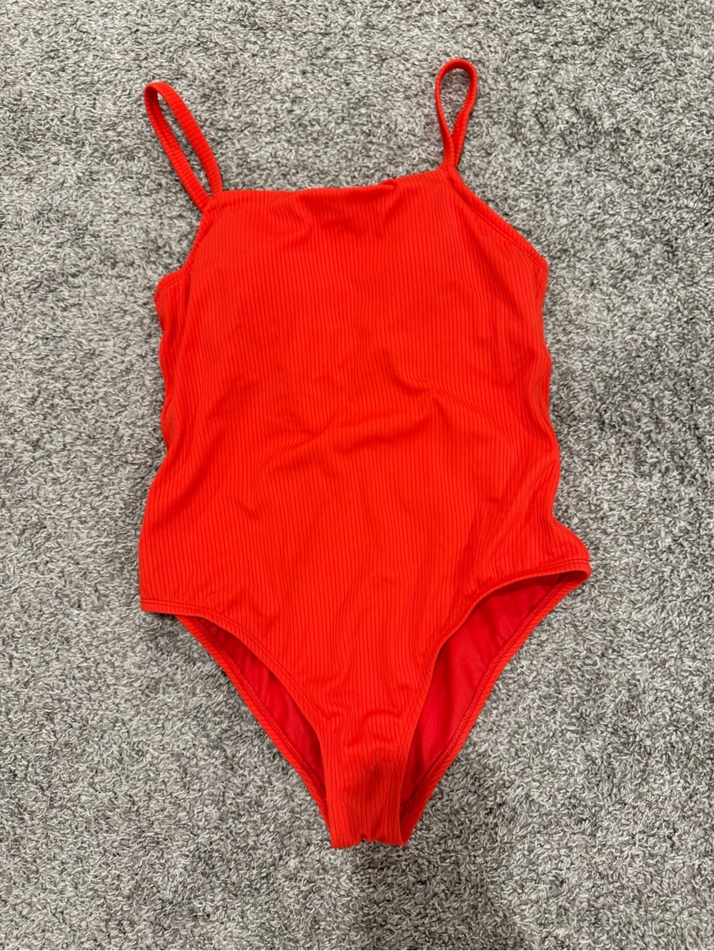Red Ribbed Swimsuit with built in bra